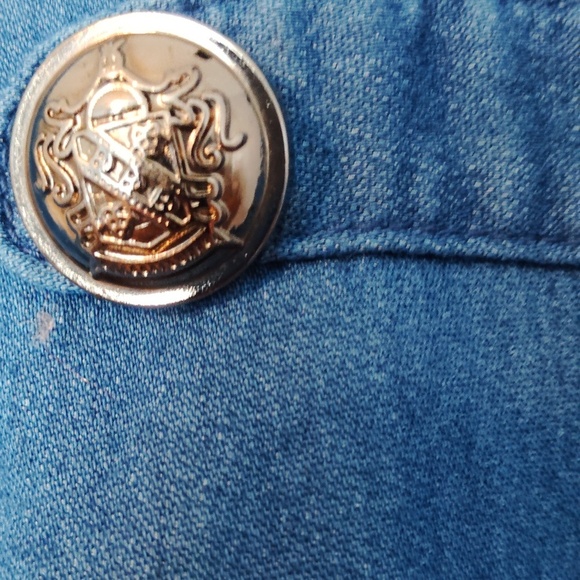 INC International Concepts  Denim Jacket Blazer Military Style Gold Button - Picture 4 of 14